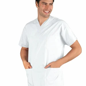045000 Casacca Collo a V Unisex(Uomo|Donna) Isacco | Bianco | 100% Cotone | 190 gr/m2