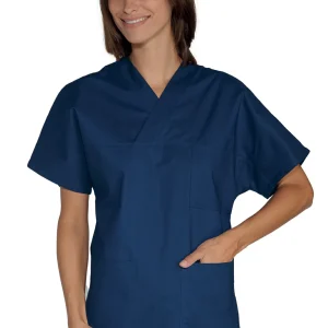 045002 Casacca Collo a V Unisex(Uomo|Donna) Isacco | Blu | 100% Cotone | 185 gr/m2