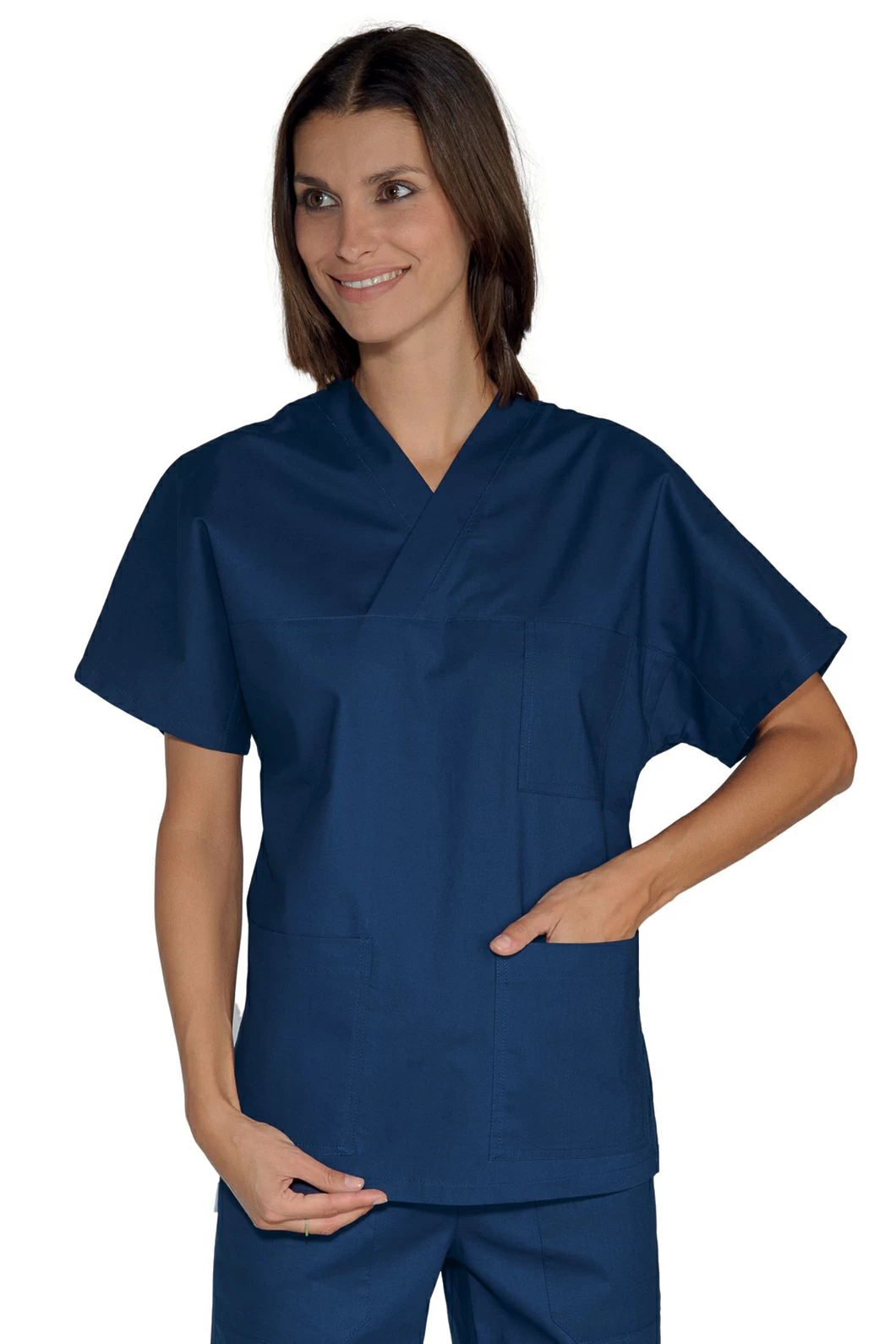 045002 Casacca Collo a V Unisex(Uomo|Donna) Isacco | Blu | 100% Cotone | 185 gr/m2 - immagine 2