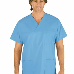 Casacca Collo a V Unisex(Uomo|Donna) Isacco | Celeste | 100% Cotone | 185 gr/m2