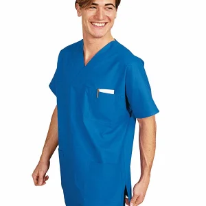 045400 Azzurro Isacco | Casacca Collo a V Unisex(Uomo|Donna) | 100% Cotone | 185 gr/m2