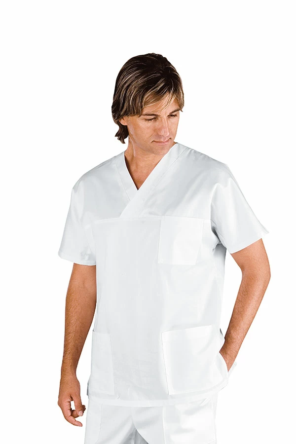 045700 Casacca Bianco Isacco | Collo a V Unisex(Uomo|Donna)| PolyCotone | 150 gr/m2