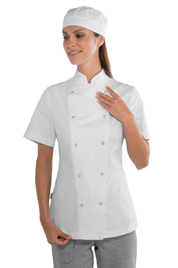 Lady Esmeralda Bottoni a Pressione Isacco | Giacca Cuoco | Donna | Bianco | 100% Cotone | 190 gr/m2 - immagine 3