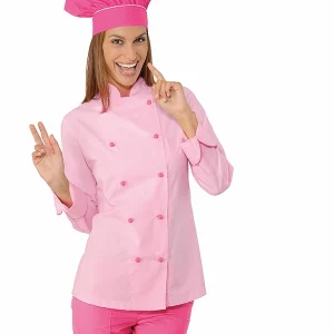 Giacca Lady Extra Light Isacco | Giacca Cuoco | Donna | Fuxia+Rosa | 125 gr/m2