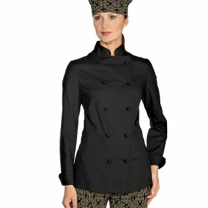 Giacca Lady Extra Light Isacco | Giacca Cuoco | Donna | Extra Light | Nero | 125 gr/m2