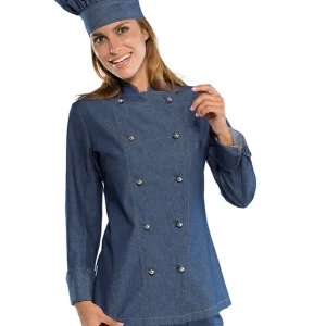 Giacca Lady Chef Isacco | Giacca Cuoco | Donna | 100% Cotone | Jeans | 220gr/m2