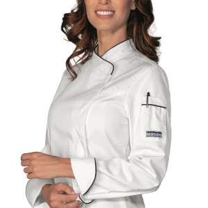 Giacca Lady Snaps Isacco | Giacca Cuoco | Donna | Bianco+Nero | 195gr/m2