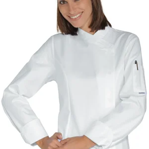 Giacca Lady Snaps Isacco | Giacca Cuoco | Donna | Bianco | Tessuto Lyocel Traspirante | 180 gr/m2