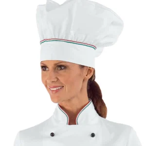075010 Tricolore Isacco | Cappello Cuoco | Chiusura con Velcro | 100% Cotone | 190 gr/m2
