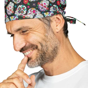 123911 Skull Isacco | Bandana | Sanitario | Regolazione Posteriore Con Cordini | 100%Cotone | 190 gr/m2