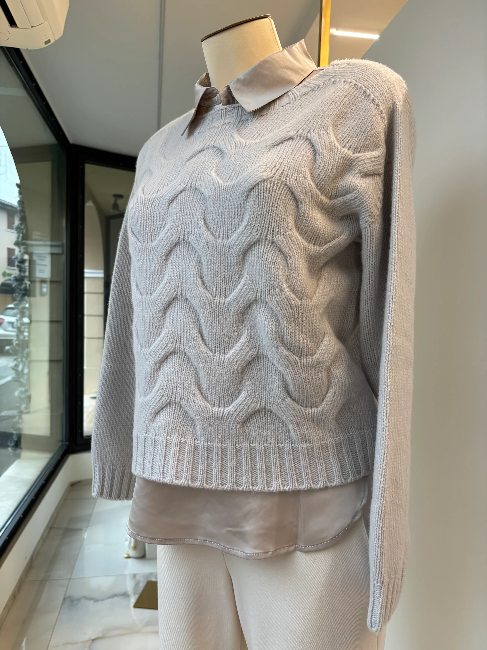 DANIEL & MAYER - MAGLIONE TRECCE - GRIGIO - immagine 2