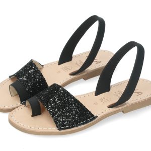 Sandalo minorchina glitter nero