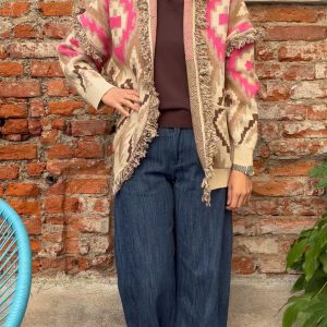 TENSIONE IN - CARDIGAN ROMBI ALL - FUCSIA