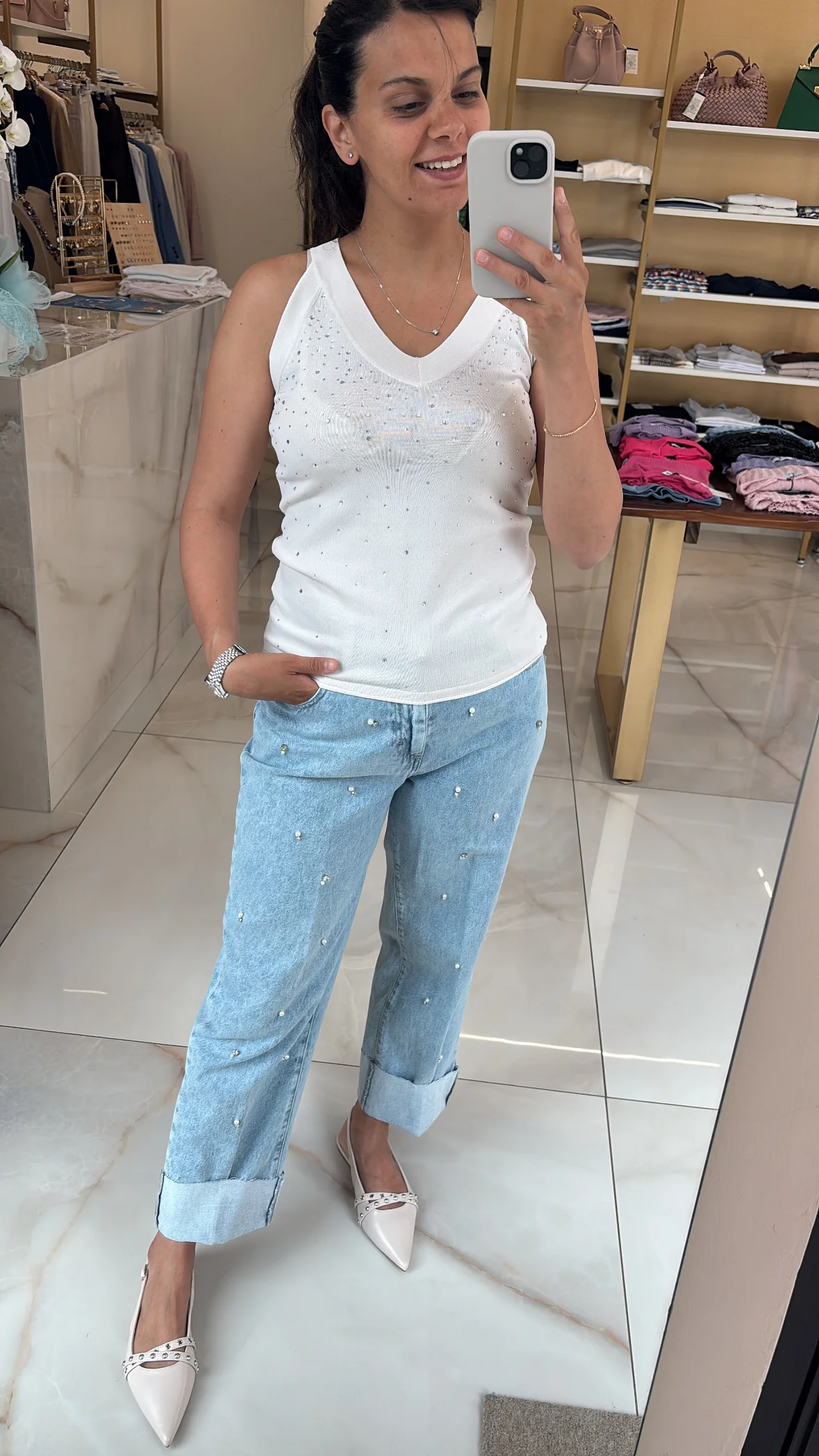 DANIEL & MAYER - CANOTTA DIAMANTINI - BEIGE