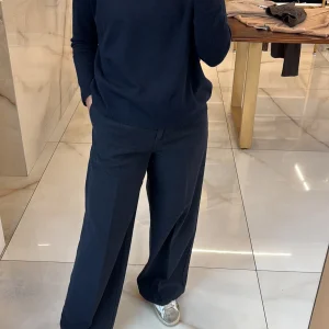 DANIEL & MAYER - PANTALONE A PALAZZO PUNTINATO - BLU