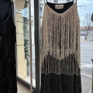 ABITO CON FRANGE - NERO E GRIGIO