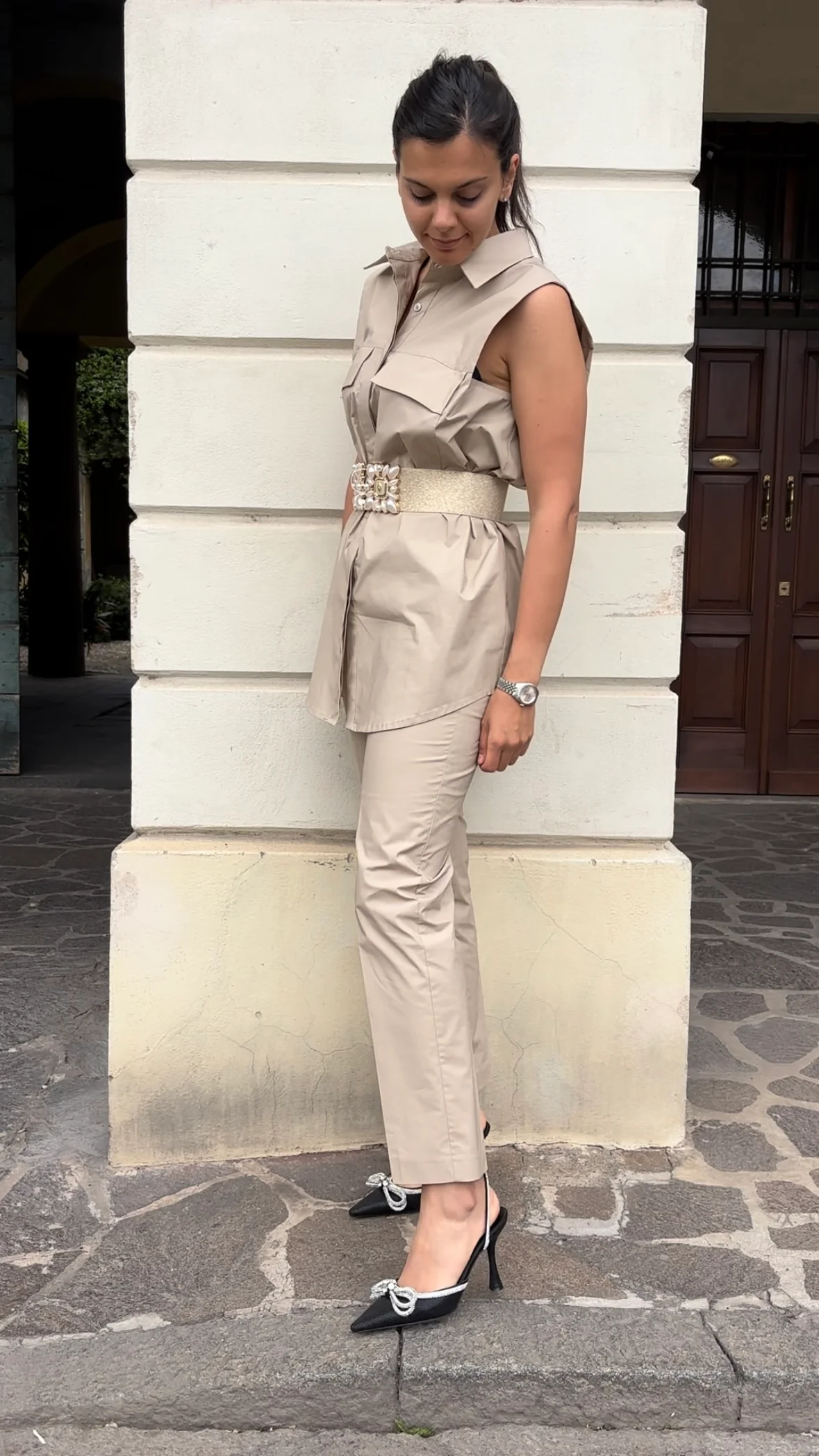 HAVEONE - PANTALONE SIGARETT - BEIGE - immagine 7