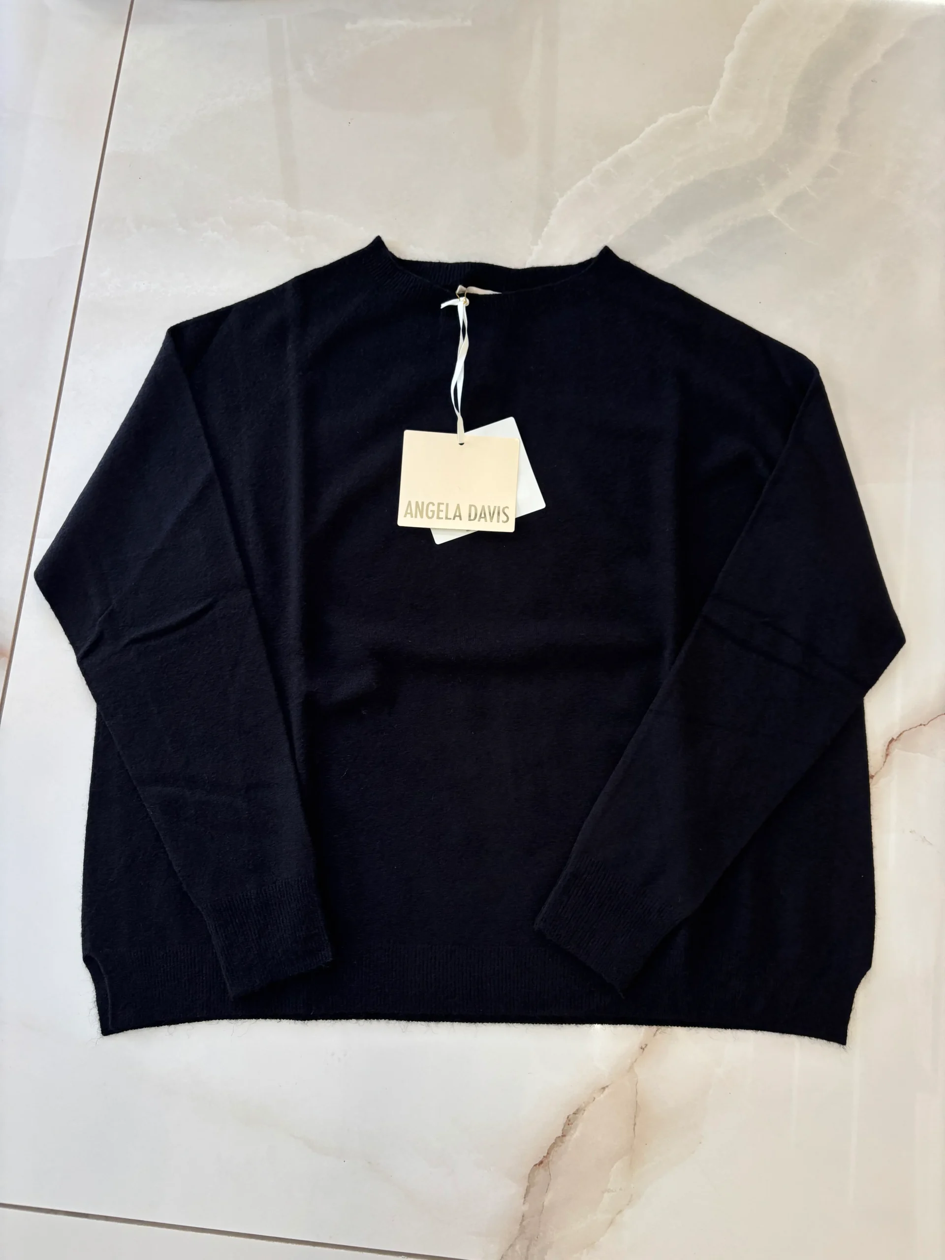 ANGELA DAVIS - MAGLIONCINO GIROCOLLO - GIULIA RI9PA12 - NERO - immagine 2