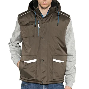 Taylor Sottozero | Gilet da Lavoro | Smanicato | Uomo | Multitasche | con Cappuccio | Imbottito