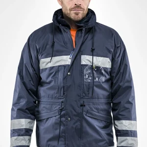 Urban Sottozero | Giacca da Lavoro | Parka Uomo | con Cappuccio | con Tasche | Interno Staccabile | Bande Riflettenti