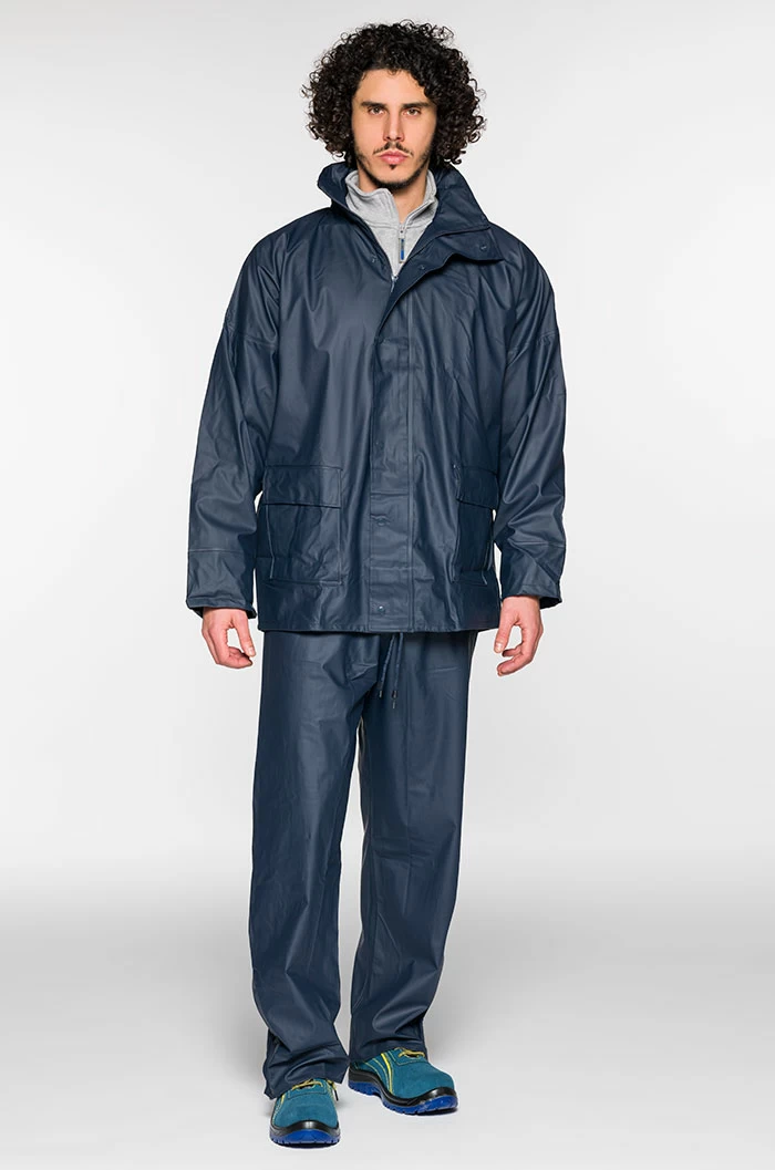 Completo in Poliuretano Sottozero 1201 | Completo Uomo | Antipioggia | Impermeabile | Giacca + Pantalone | con Tasche | con Cappuccio | 300 gr/m2 - immagine 2