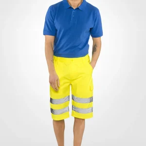 Shorts H.V. Sottozero | Bermuda Alta Visibilita’ | Uomo | con Tasche | Conforme | 240 gr/m2