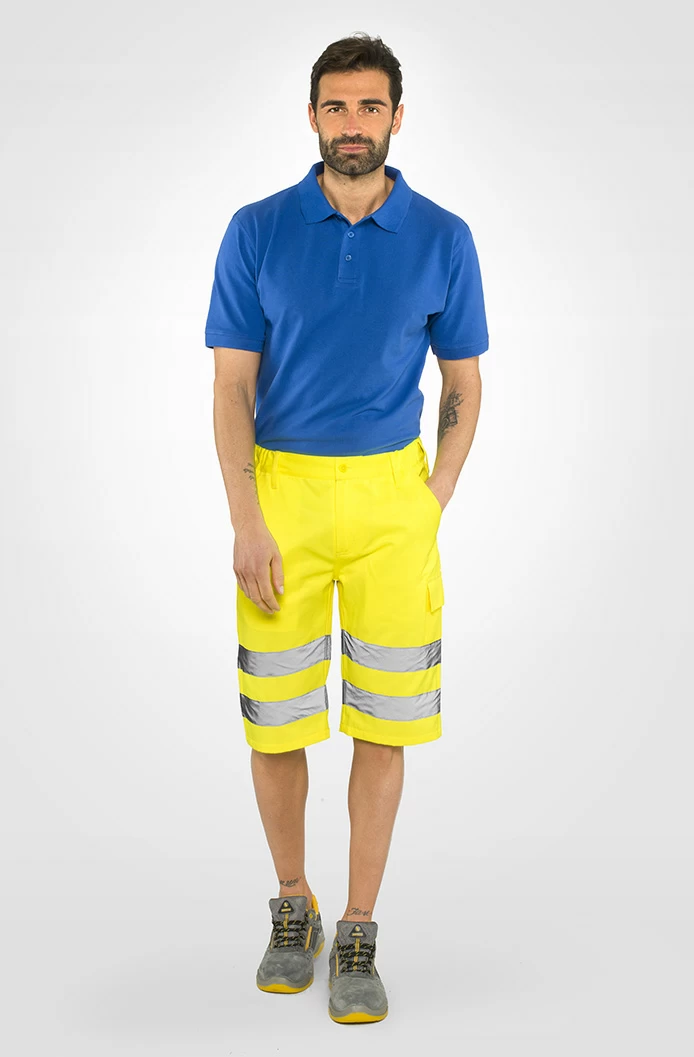 Shorts H.V. Sottozero | Bermuda Alta Visibilita’ | Uomo | con Tasche | Conforme | 240 gr/m2 - immagine 2