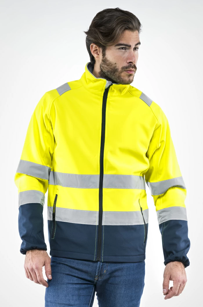 Solarsoft Sottozero | Softshell Alta Visibilità | Giacca | Uomo | Interno in Pile | con Tasche | Conforme | 290 gr/m2