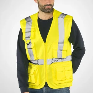 Star H.V. Sottozero | Gilet Alta Visibilità | Uomo | con Zip | Multitasche | Conforme | 240 gr/m2