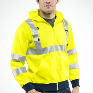 Flash Sottozero | Felpa Alta Visibilità | Uomo | con Cappuccio | Zip Intera | con Tasche | Conforme | 280 gr/m2