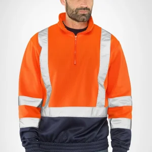 Smash H.V. Sottozero | Felpa Alta Visibilità | Uomo | Mezza Zip | Conforme | 280 gr/m2