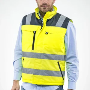 Valico Sottozero | Gilet Alta Visibilità | Uomo | con Tasche | Imbottito | Conforme
