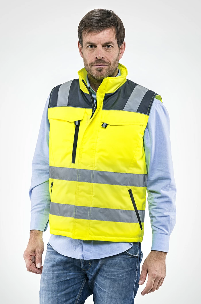 Valico Sottozero | Gilet Alta Visibilità | Uomo | con Tasche | Imbottito | Conforme