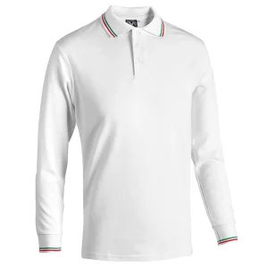 Becker Sport Sottozero | Polo Italia Uomo | Tricolore | 100% Cotone | Manica Lunga | 200gr/m2