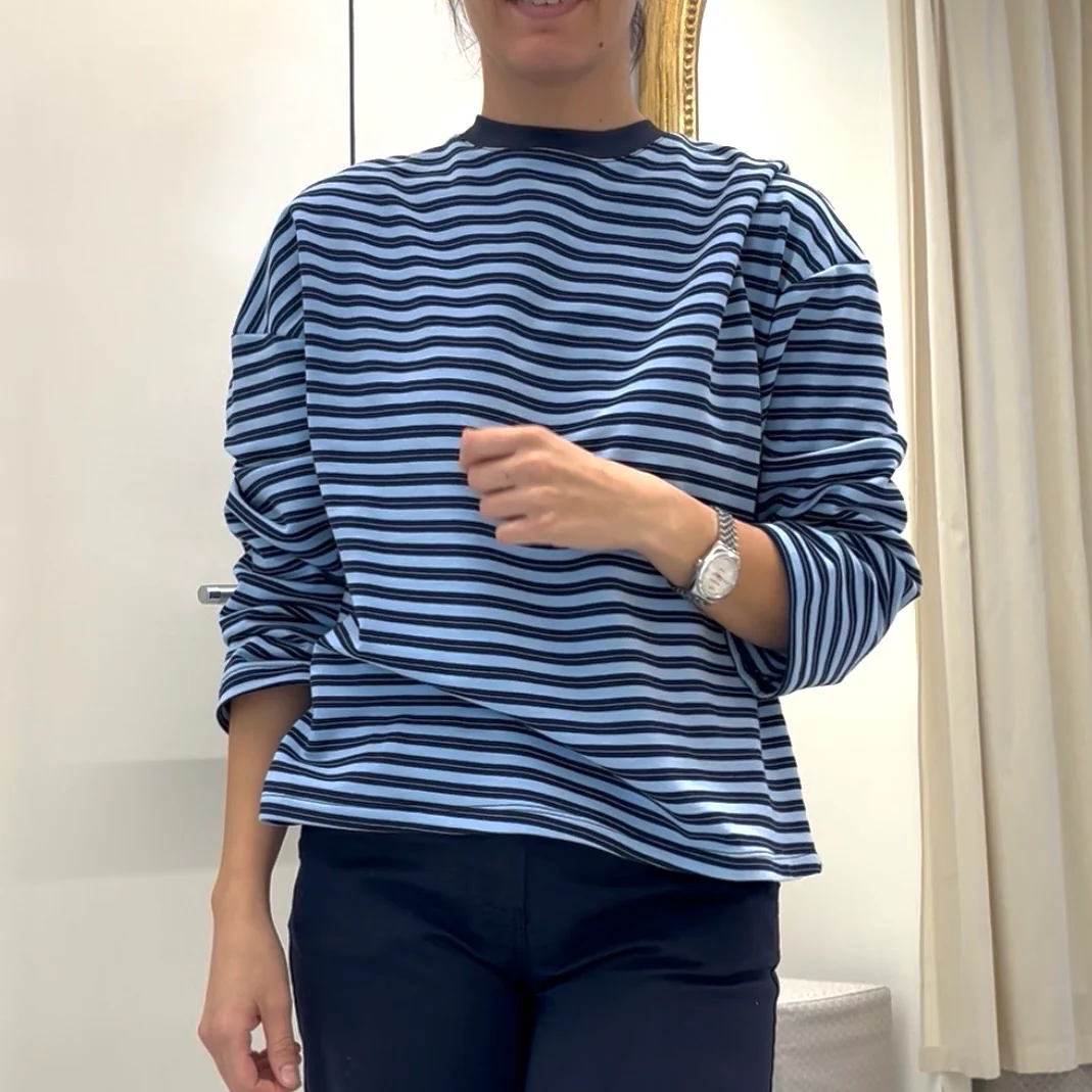 TENSIONE IN - FELPA RIGATA - BLU - immagine 3