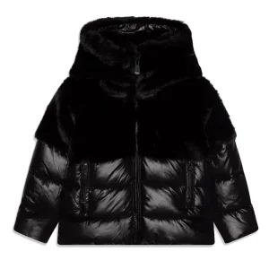 Blauer Giubbino da bambina con pelliccia 25WBLGC02411