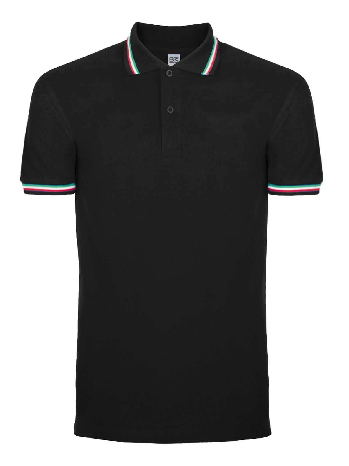 BS200 Italy BS | Polo Uomo | Tricolore Italia | Manica Corta | 100% Cotone - immagine 3
