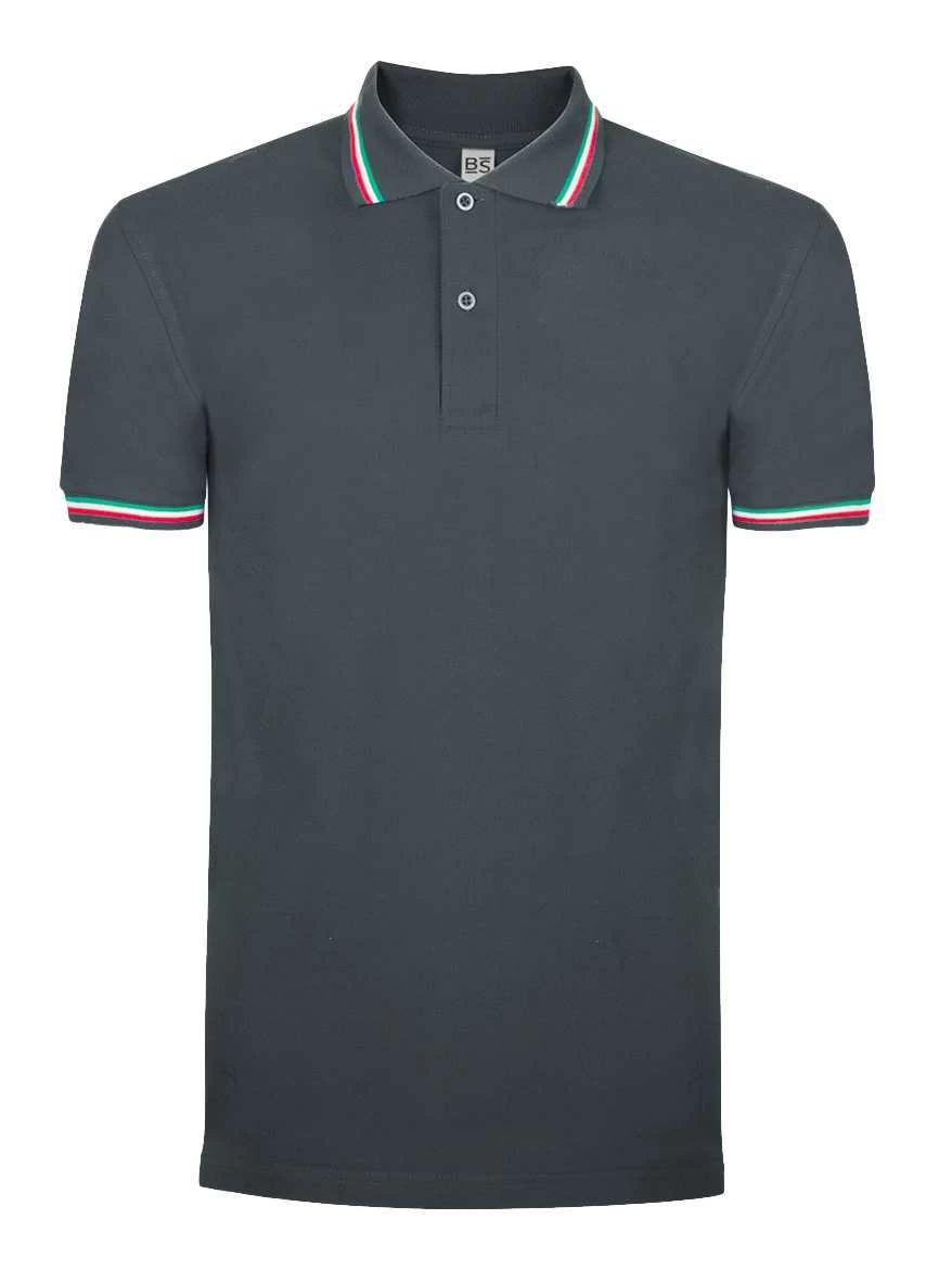 BS200 Italy BS | Polo Uomo | Tricolore Italia | Manica Corta | 100% Cotone - immagine 4