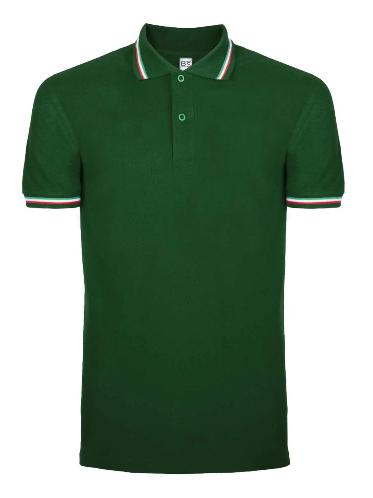 BS200 Italy BS | Polo Uomo | Tricolore Italia | Manica Corta | 100% Cotone - immagine 5