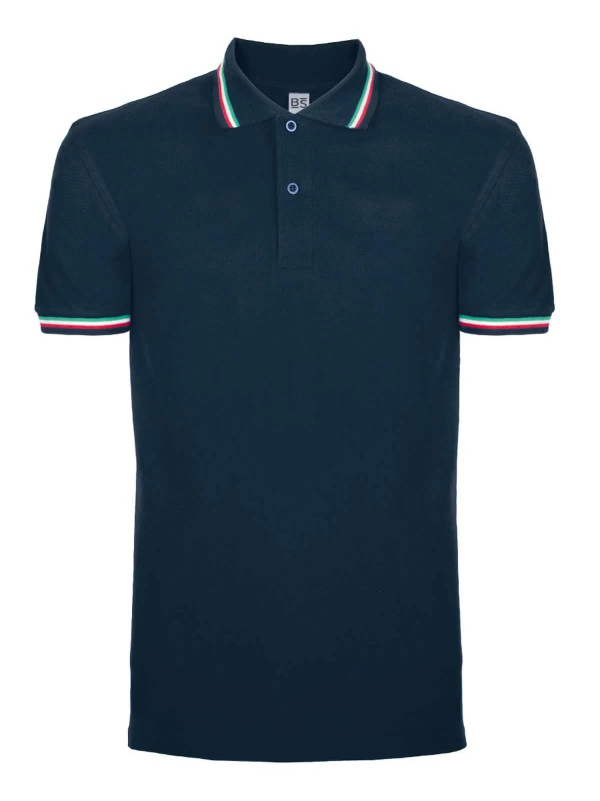BS200 Italy BS | Polo Uomo | Tricolore Italia | Manica Corta | 100% Cotone - immagine 7