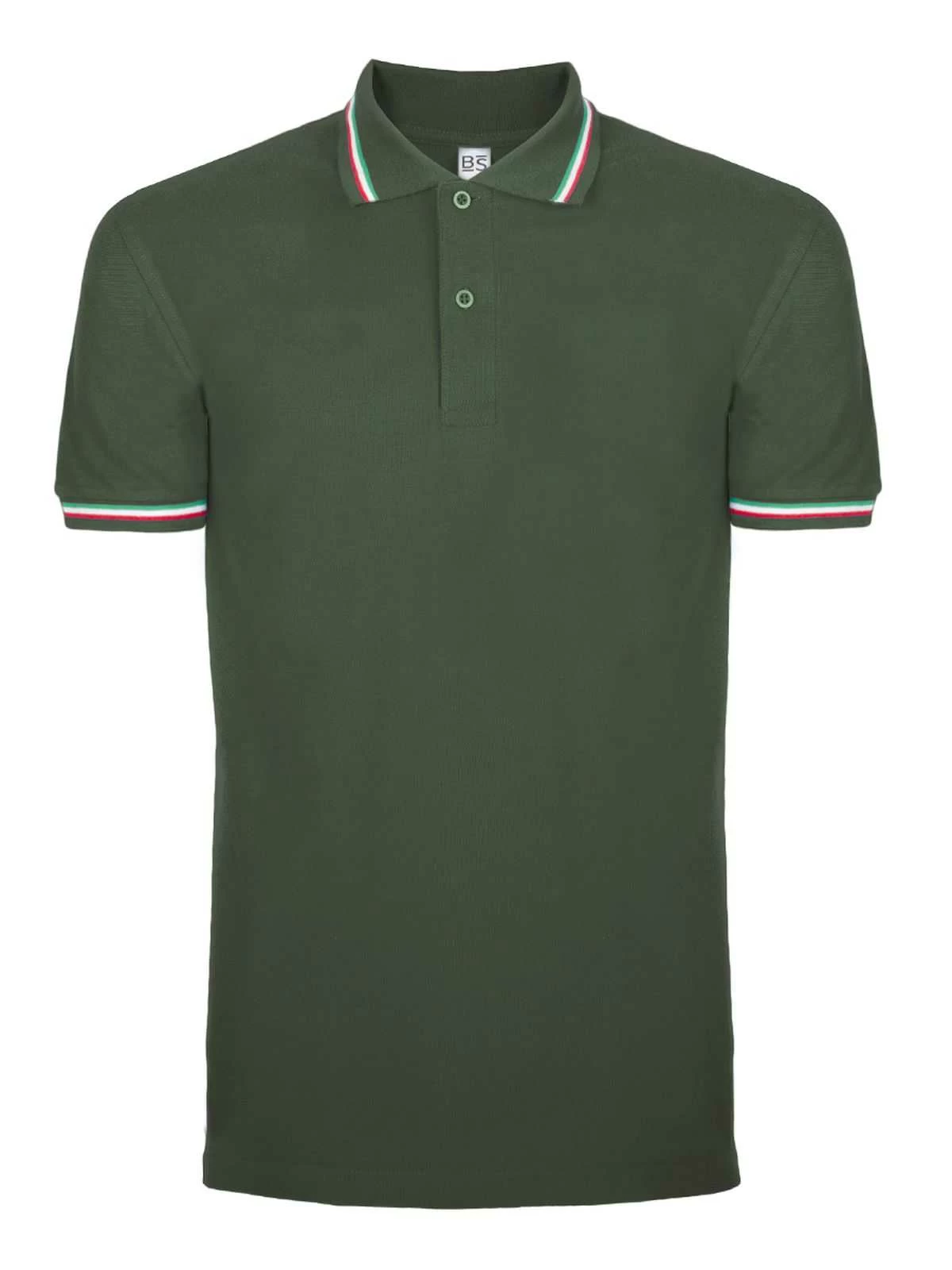 BS200 Italy BS | Polo Uomo | Tricolore Italia | Manica Corta | 100% Cotone - immagine 8