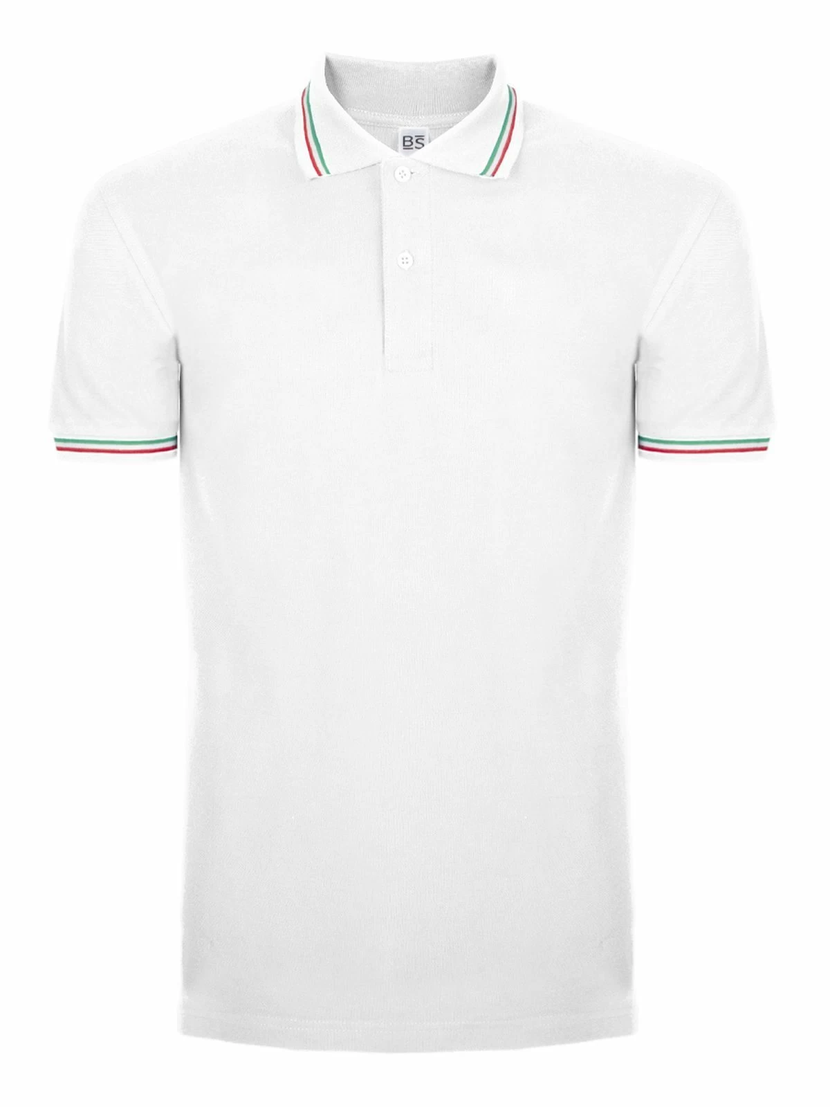 BS200 Italy BS | Polo Uomo | Tricolore Italia | Manica Corta | 100% Cotone