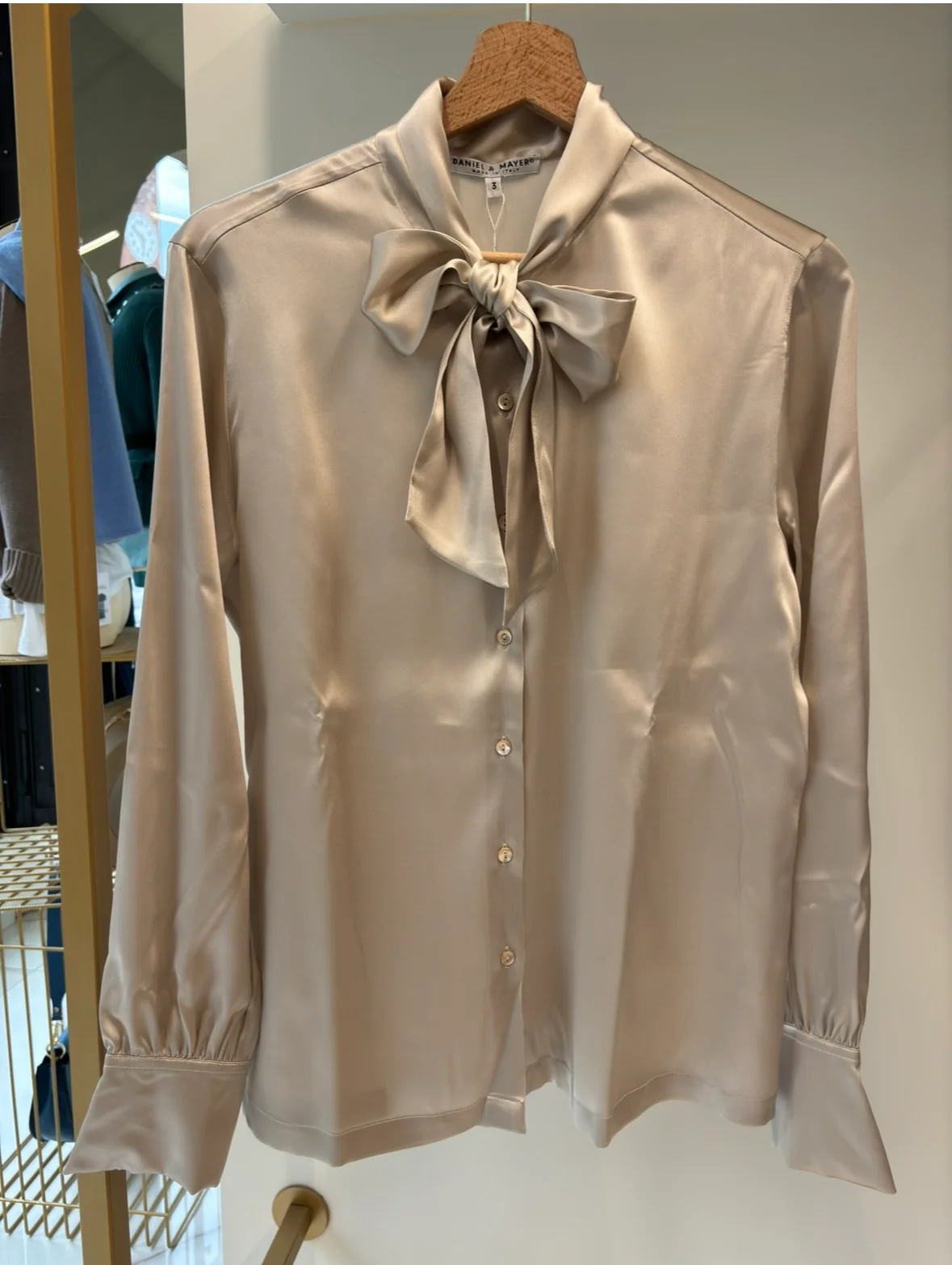 DANIEL & MAYER - CAMICIA IN SETA - BEIGE CON FIOCCO - immagine 6