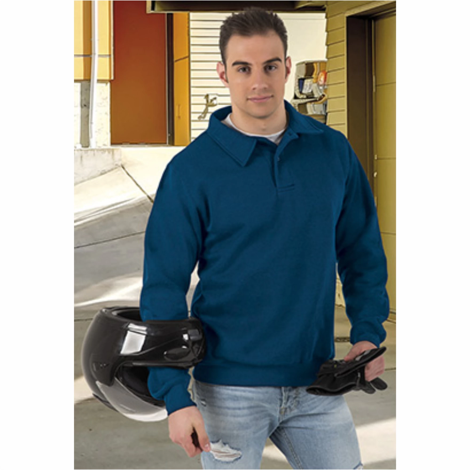 Chester Valento | Felpa con Bottoni | Uomo | Collo a Polo | 300 gr/m2 - immagine 2