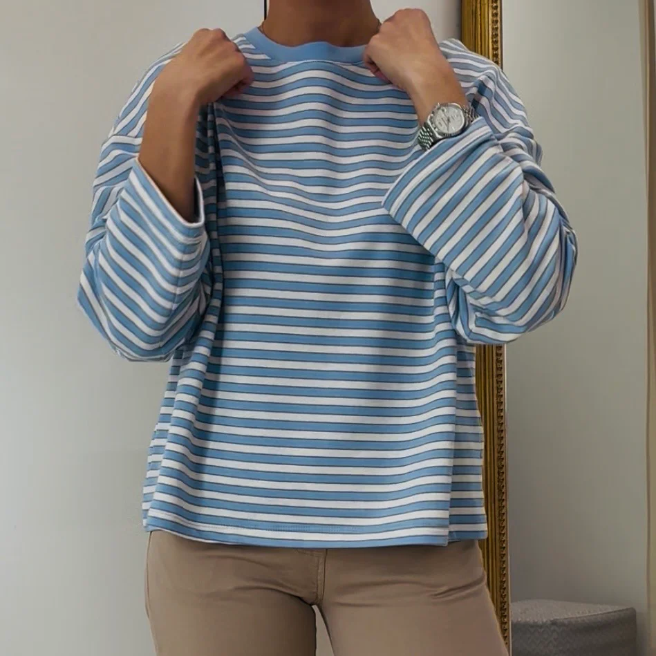 TENSIONE IN - FELPA RIGATA - AZZURRA - immagine 4