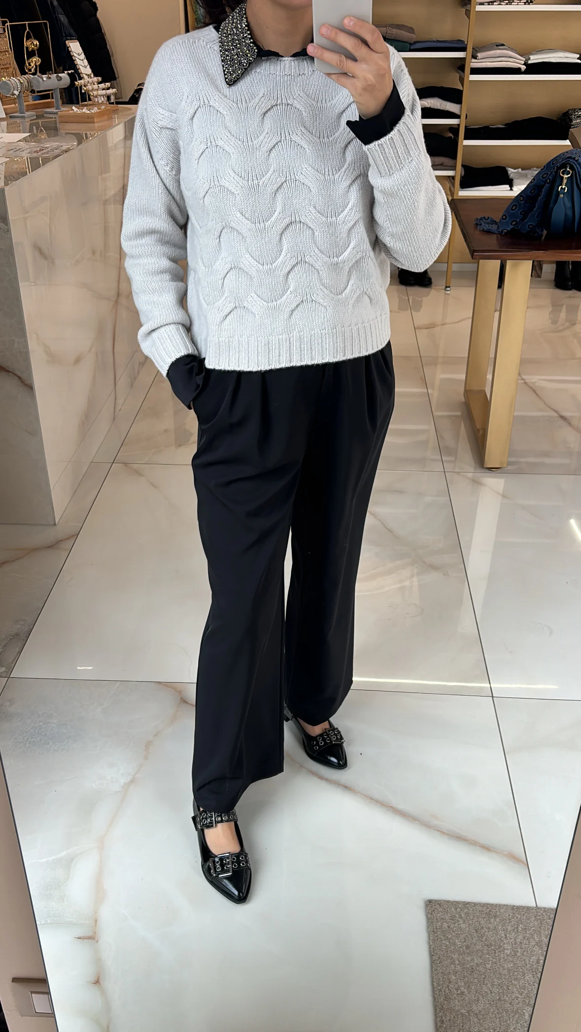 DANIEL & MAYER - MAGLIONE TRECCE - GRIGIO - immagine 5