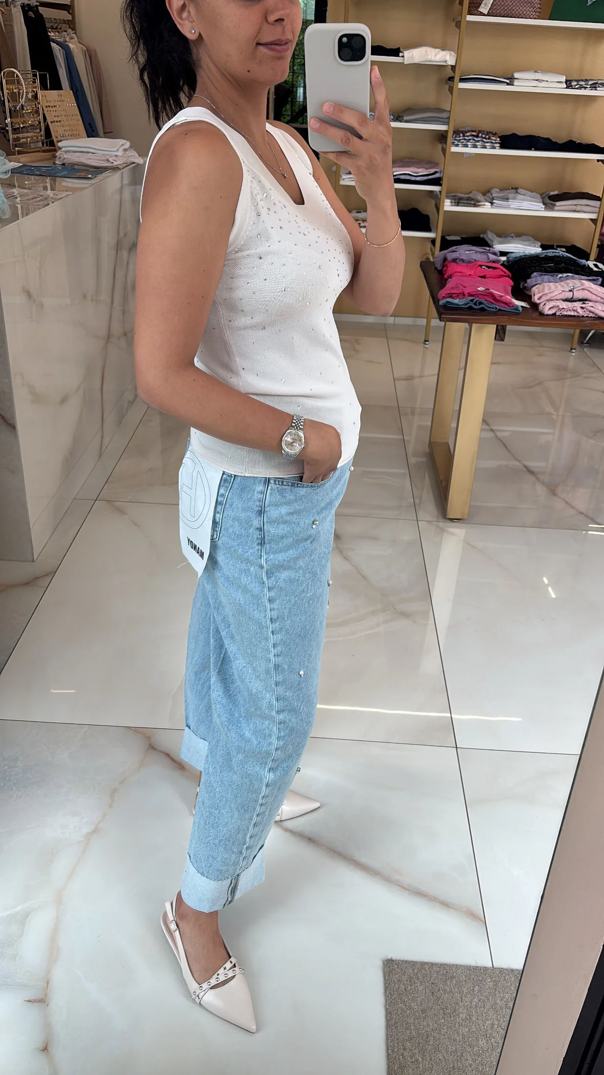 DANIEL & MAYER - CANOTTA DIAMANTINI - BEIGE - immagine 8