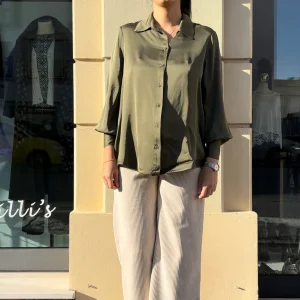HAVEONE - CAMICIA IN VISCOSA - VERDE OLIVA