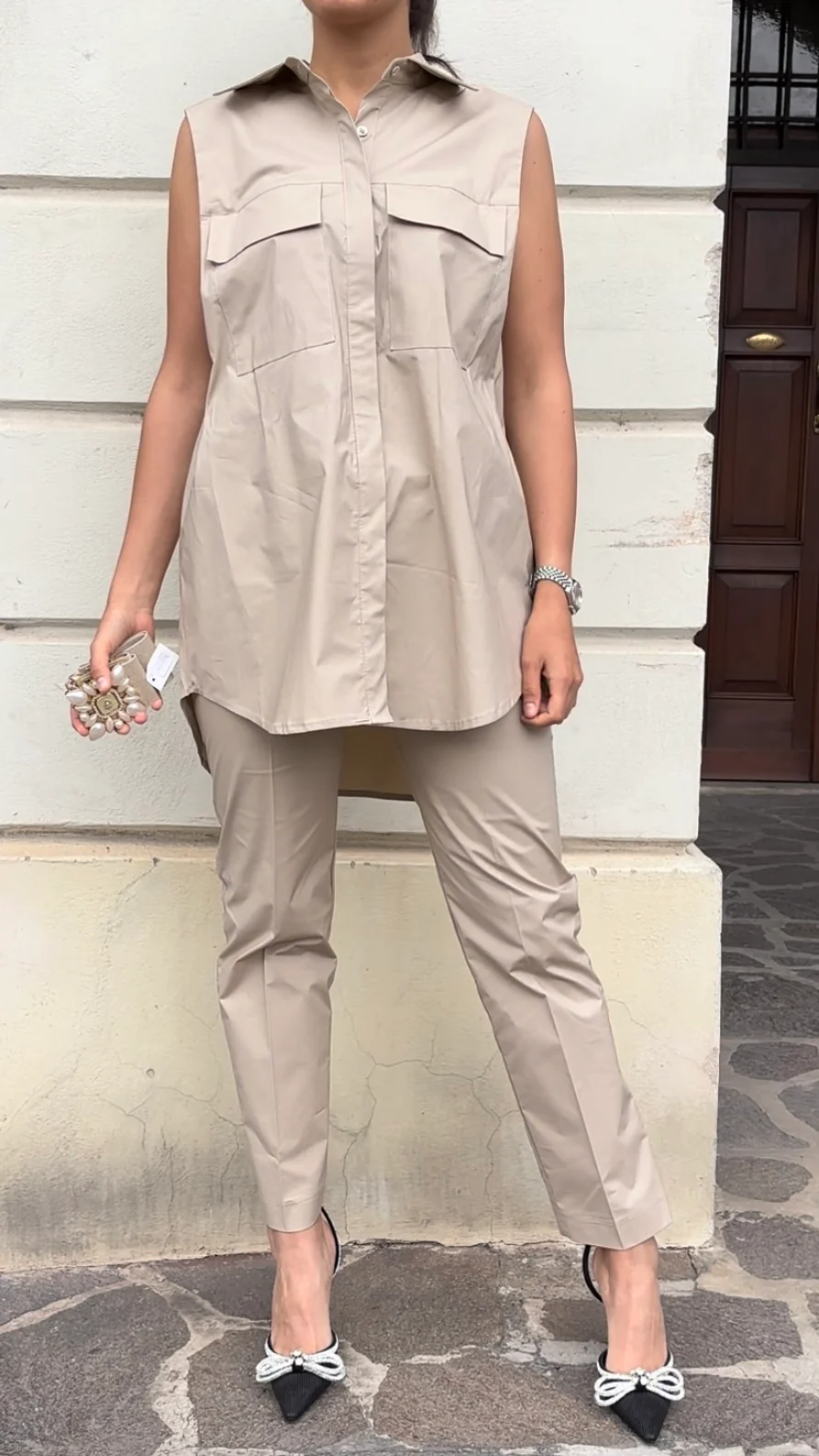 HAVEONE - PANTALONE SIGARETT - BEIGE - immagine 4