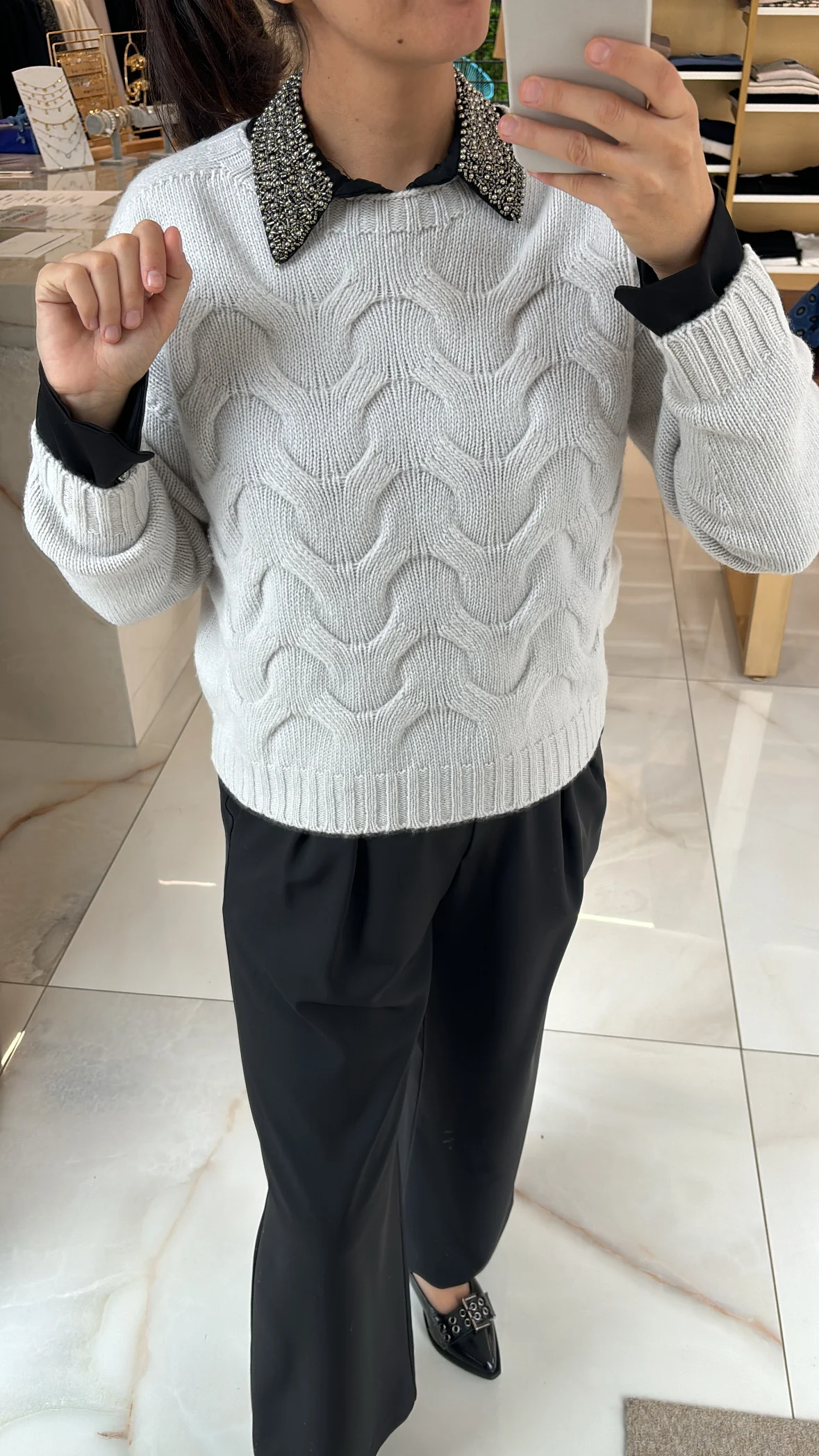 DANIEL & MAYER - MAGLIONE TRECCE - GRIGIO - immagine 4